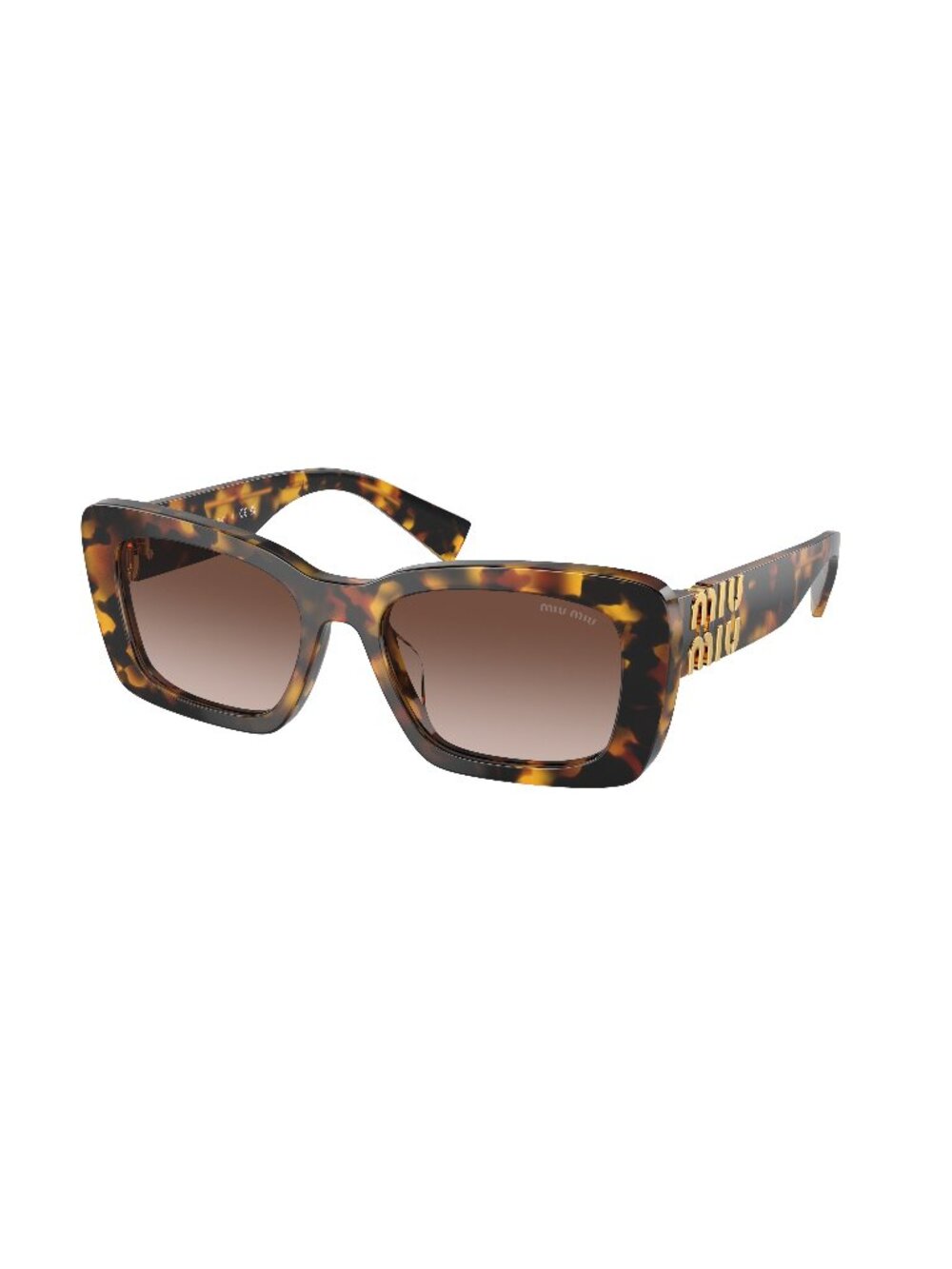 New Miu Miu Women's Sunglasses Havana Square Brown Lens Acetate Frame MU 07YS 53
